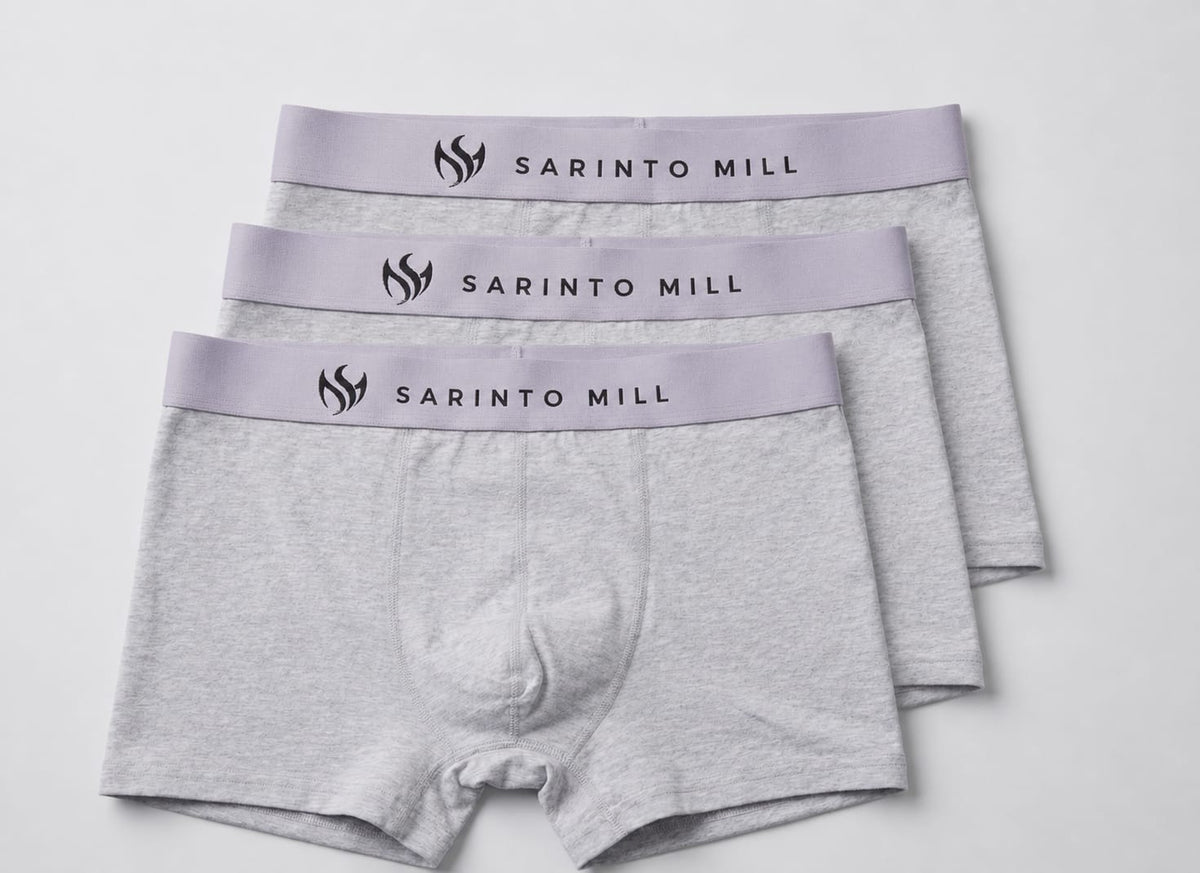 SARINTO MILL 3'lü Kutulu Gri Erkek Boxer %95 Pamuk Nefes Alabilen Boxer Seti